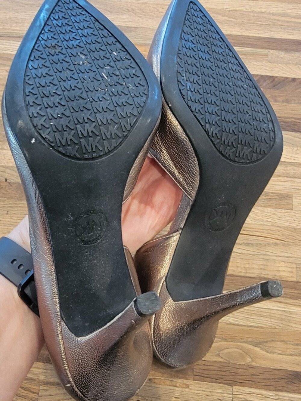 Michael Kors Metallic Leather High Heel Pointed Toe Pumps - Picture 11 of 15